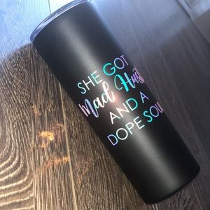 20oz Matte Black Tumbler with Holographic vinyl!